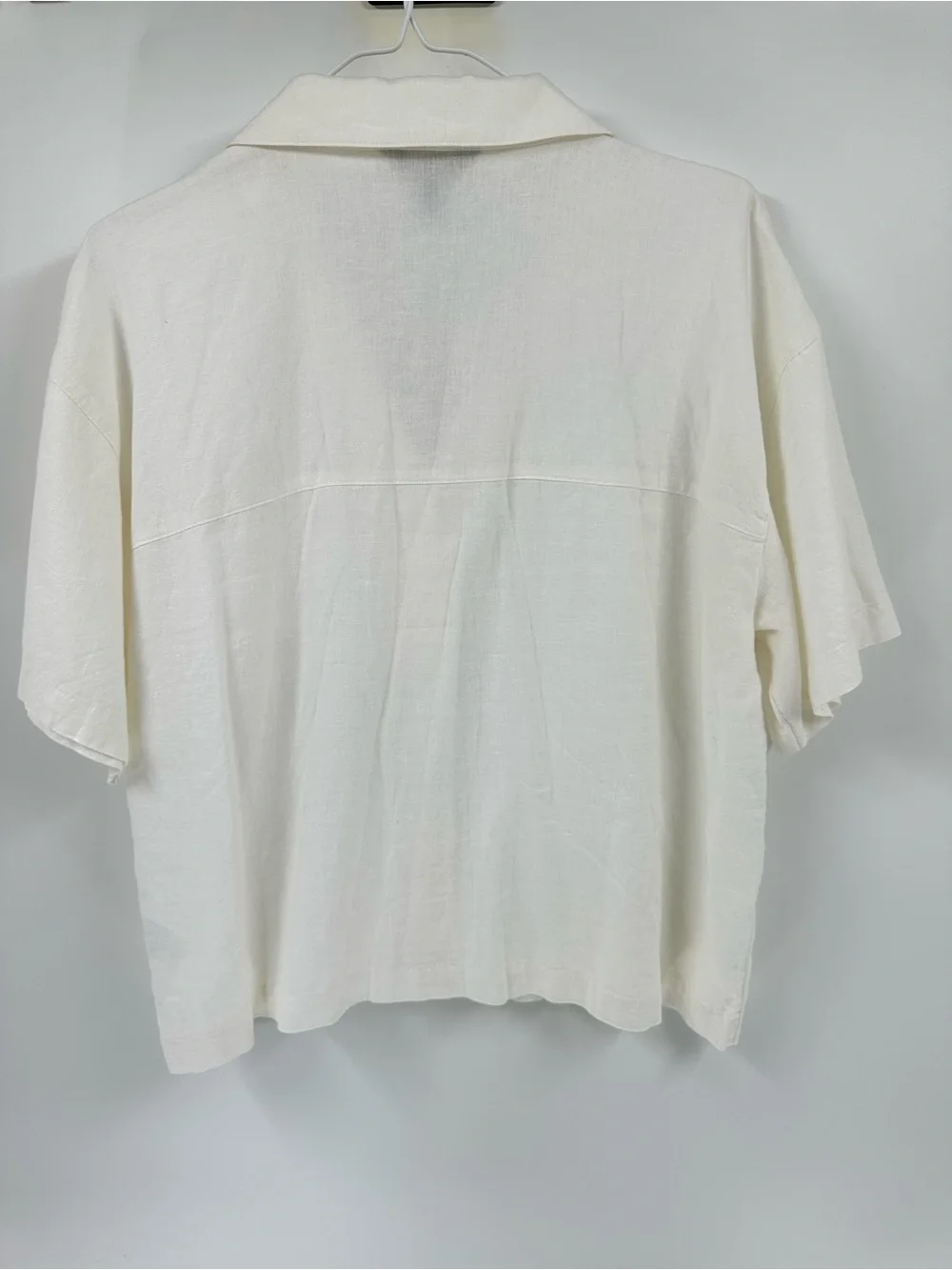 Banana Republic Linen blend White Casual collar Button-Down boxy Shirt Sz M